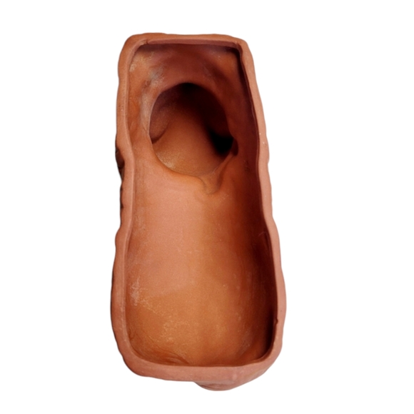 Vintage Terra Cotta Kitty Cat with Bow  Butter Dish - Picture 9 of 12